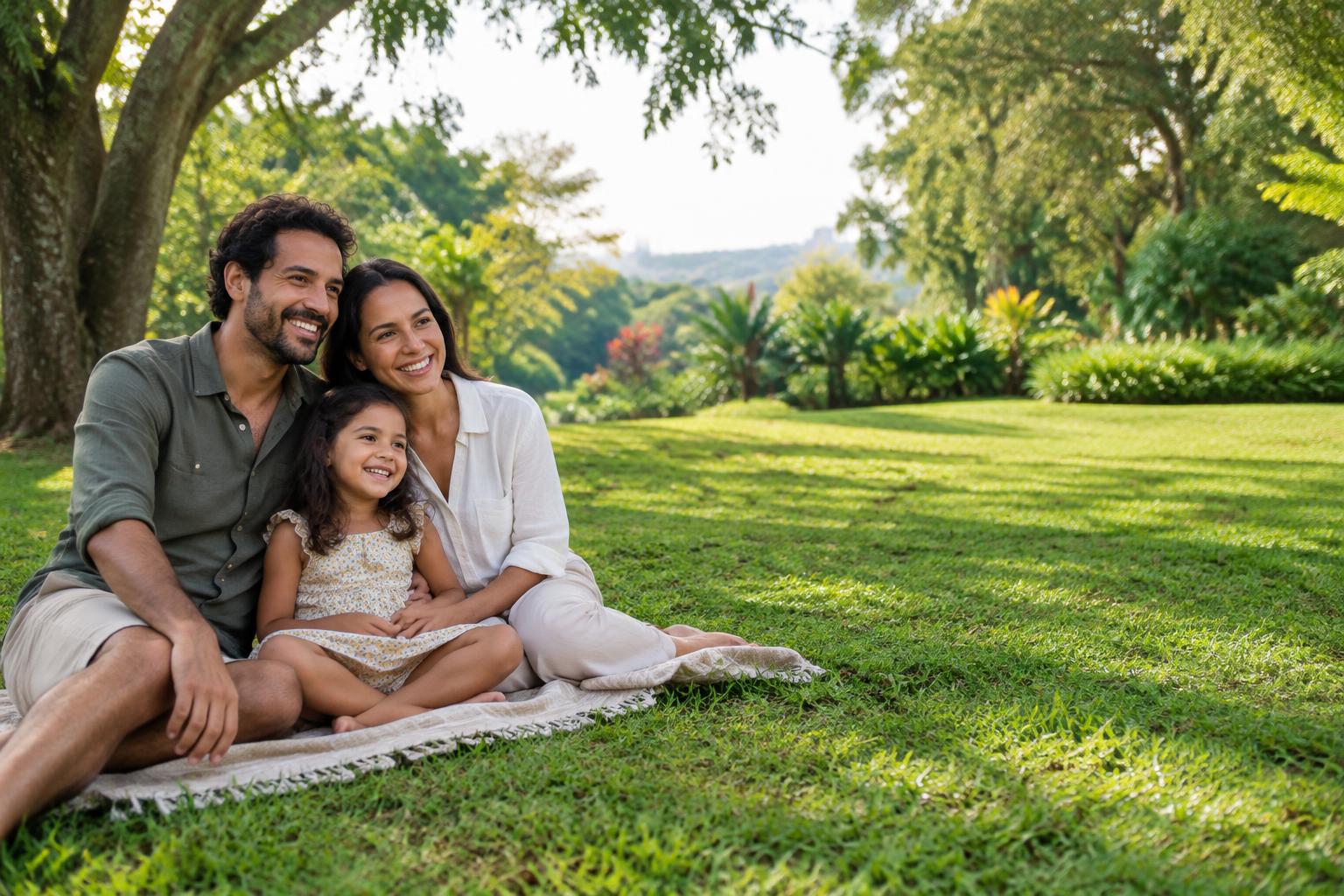 Família em um parque, representando cuidado e proteção com Seguro Vida Porto